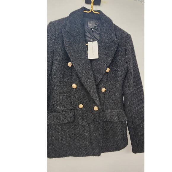 New NWT Revolve Line And Dot Darling Black Tweed Wool Blend Blazer Jacket XS - Picture 9 of 14